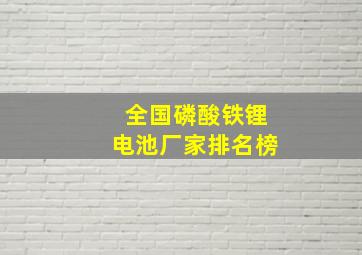 全国磷酸铁锂电池厂家排名榜