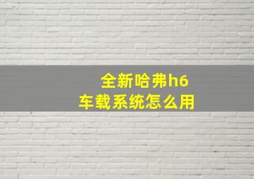 全新哈弗h6车载系统怎么用