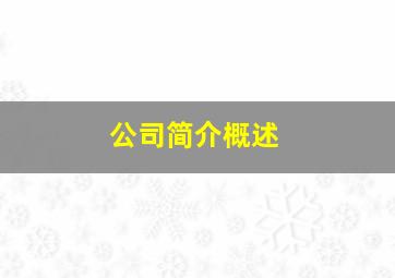 公司简介概述