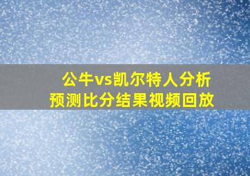 公牛vs凯尔特人分析预测比分结果视频回放