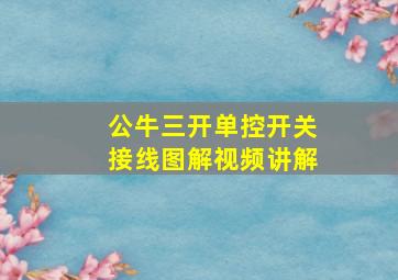 公牛三开单控开关接线图解视频讲解