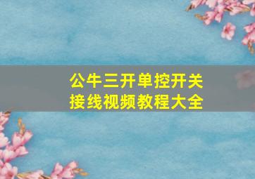 公牛三开单控开关接线视频教程大全