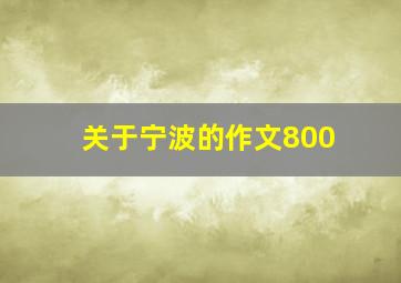 关于宁波的作文800