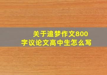 关于追梦作文800字议论文高中生怎么写