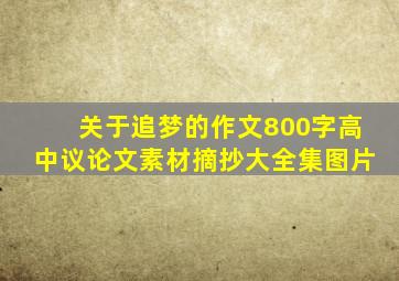 关于追梦的作文800字高中议论文素材摘抄大全集图片