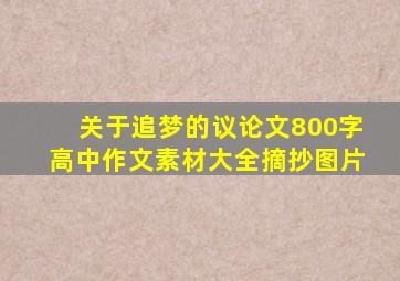 关于追梦的议论文800字高中作文素材大全摘抄图片