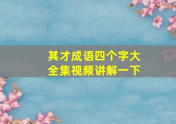 其才成语四个字大全集视频讲解一下