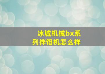 冰城机械bx系列拌馅机怎么样