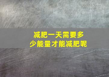 减肥一天需要多少能量才能减肥呢