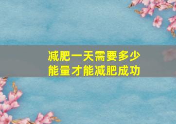 减肥一天需要多少能量才能减肥成功