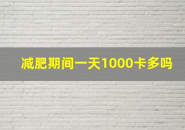 减肥期间一天1000卡多吗