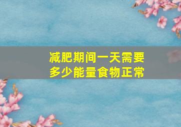 减肥期间一天需要多少能量食物正常