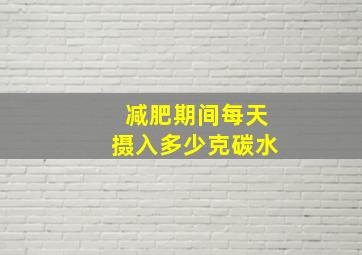 减肥期间每天摄入多少克碳水