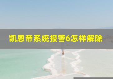 凯恩帝系统报警6怎样解除