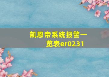 凯恩帝系统报警一览表er0231