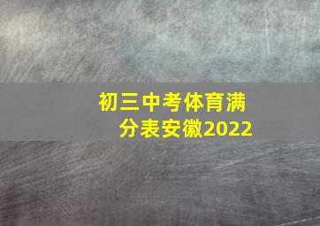 初三中考体育满分表安徽2022