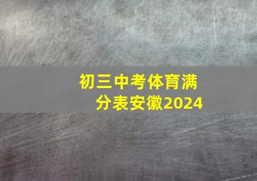 初三中考体育满分表安徽2024