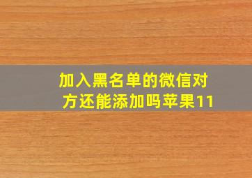 加入黑名单的微信对方还能添加吗苹果11