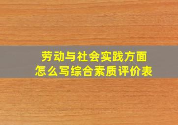 劳动与社会实践方面怎么写综合素质评价表