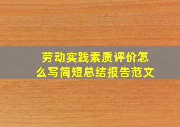 劳动实践素质评价怎么写简短总结报告范文