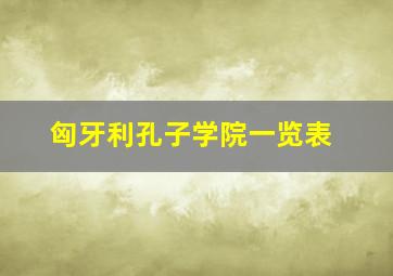 匈牙利孔子学院一览表