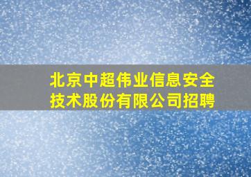 北京中超伟业信息安全技术股份有限公司招聘