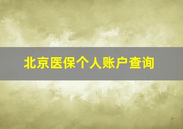 北京医保个人账户查询