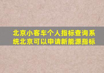 北京小客车个人指标查询系统北京可以申请新能源指标