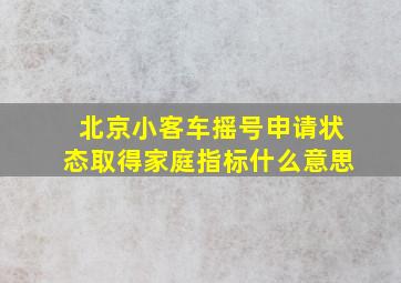 北京小客车摇号申请状态取得家庭指标什么意思