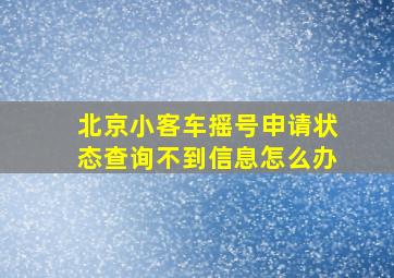 北京小客车摇号申请状态查询不到信息怎么办