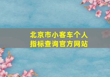 北京市小客车个人指标查询官方网站