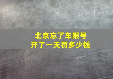 北京忘了车限号开了一天罚多少钱