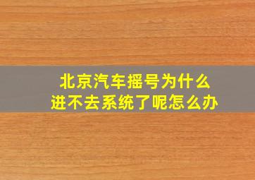 北京汽车摇号为什么进不去系统了呢怎么办