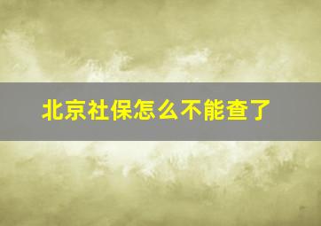 北京社保怎么不能查了