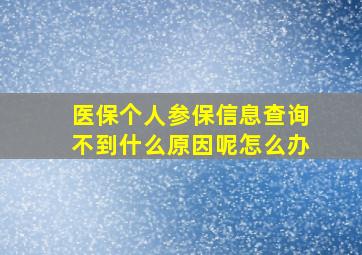 医保个人参保信息查询不到什么原因呢怎么办