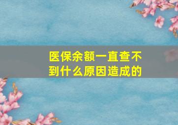 医保余额一直查不到什么原因造成的