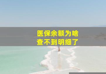 医保余额为啥查不到明细了