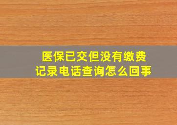 医保已交但没有缴费记录电话查询怎么回事