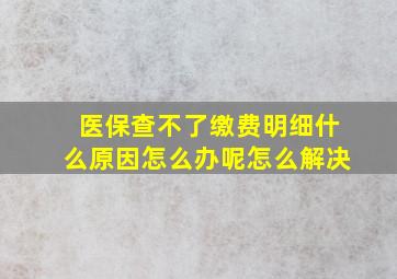 医保查不了缴费明细什么原因怎么办呢怎么解决