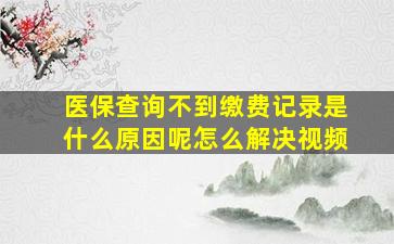 医保查询不到缴费记录是什么原因呢怎么解决视频