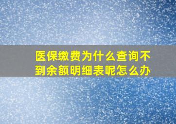 医保缴费为什么查询不到余额明细表呢怎么办