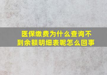 医保缴费为什么查询不到余额明细表呢怎么回事