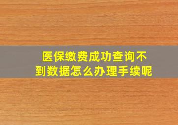 医保缴费成功查询不到数据怎么办理手续呢