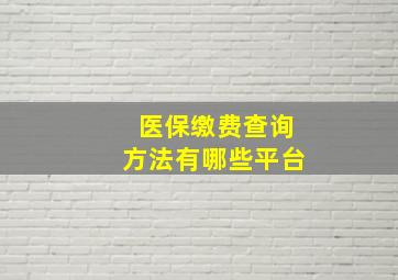 医保缴费查询方法有哪些平台