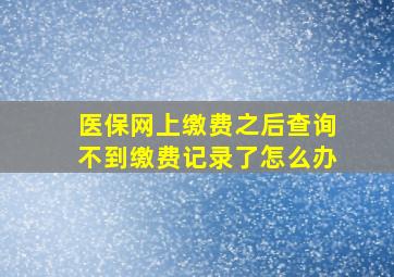 医保网上缴费之后查询不到缴费记录了怎么办