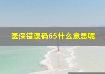 医保错误码65什么意思呢