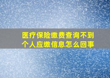 医疗保险缴费查询不到个人应缴信息怎么回事