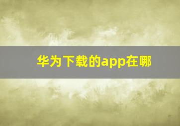 华为下载的app在哪