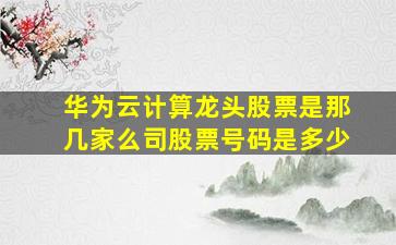 华为云计算龙头股票是那几家么司股票号码是多少