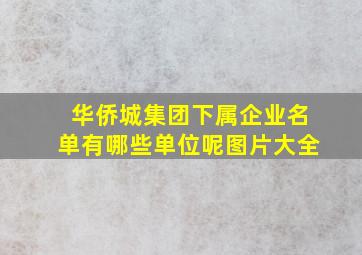 华侨城集团下属企业名单有哪些单位呢图片大全